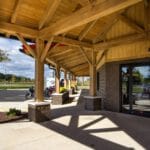 amish-crafted wooden entryway for Elkhart Indian Motorcycle