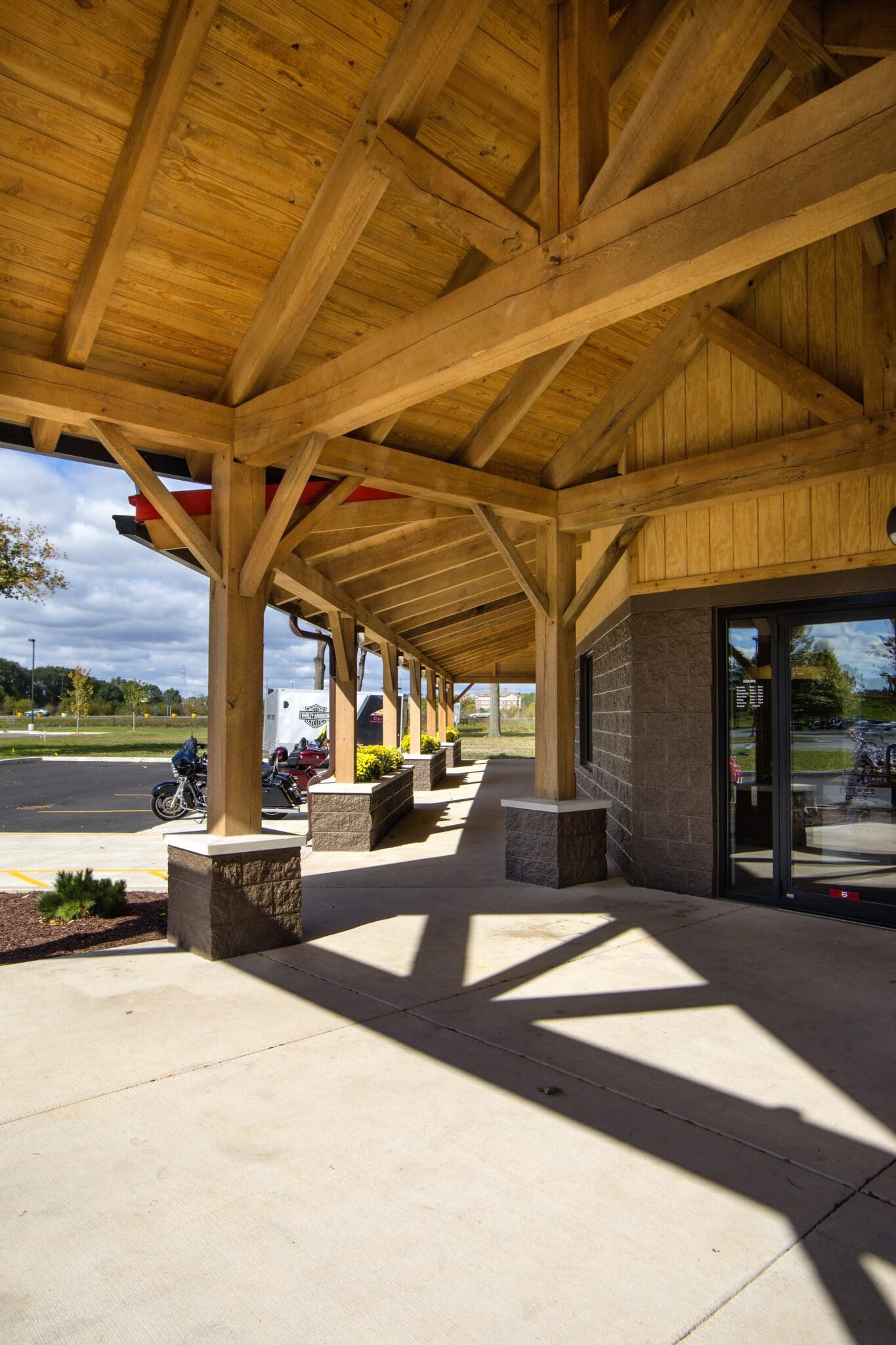 amish-crafted wooden entryway for Elkhart Indian Motorcycle