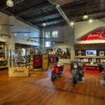 Interior shot of renovated Elkhart Indian Motorcycle showroom