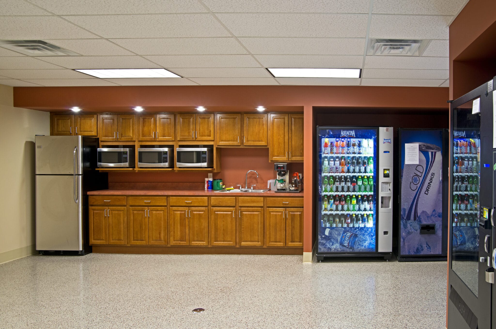 office kitchen with vending machines