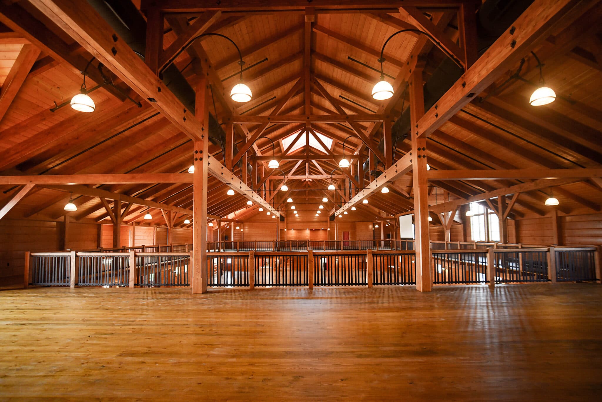 elegant open rafter event center with amish crafted wooden features