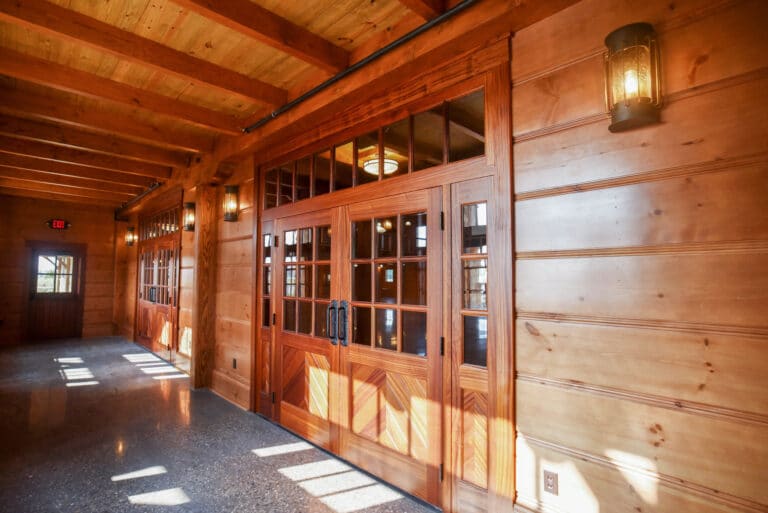 beautiful amish-crafted wooden doors and walls for event center