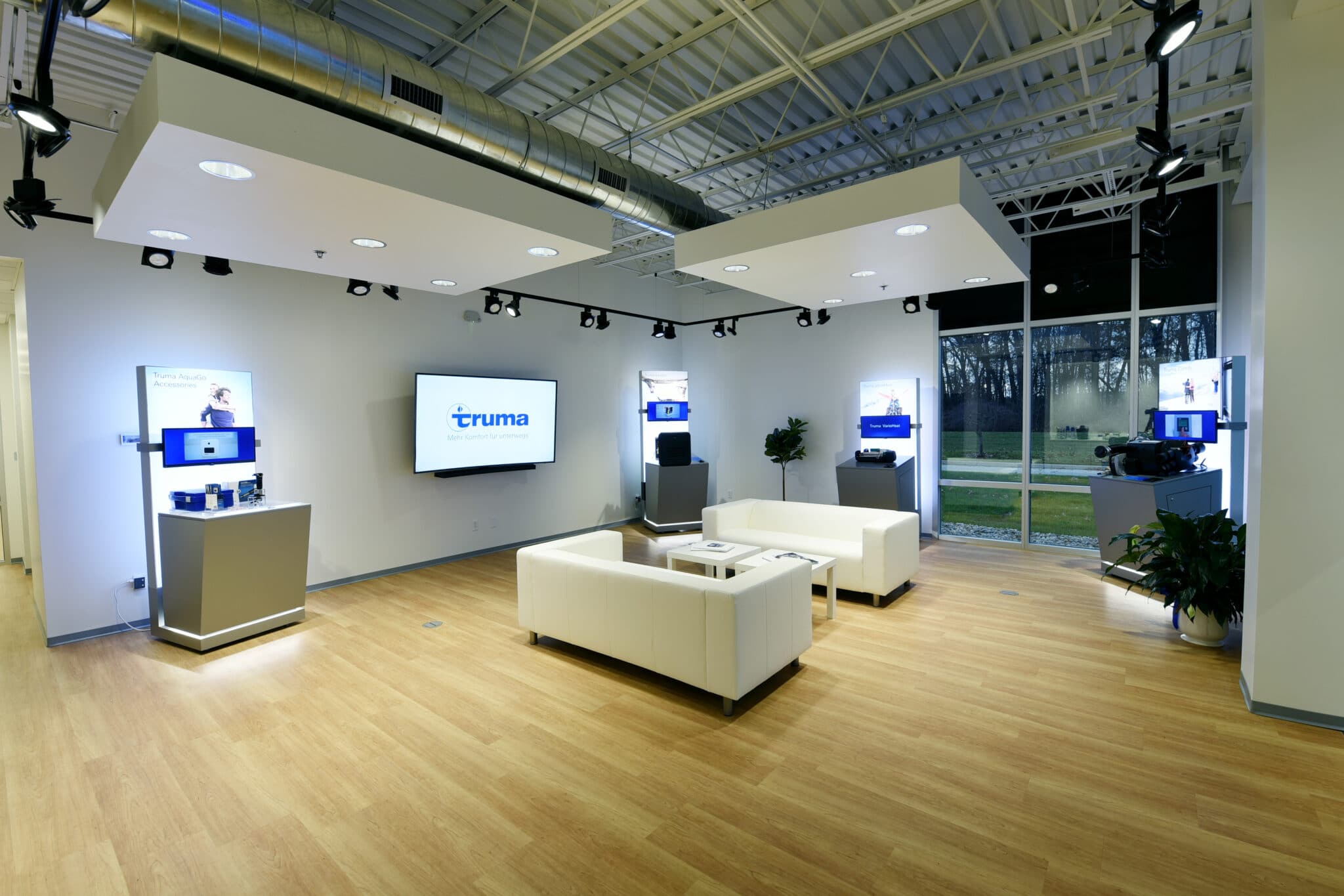 modern European-style lobby showroom for Truma Corporation