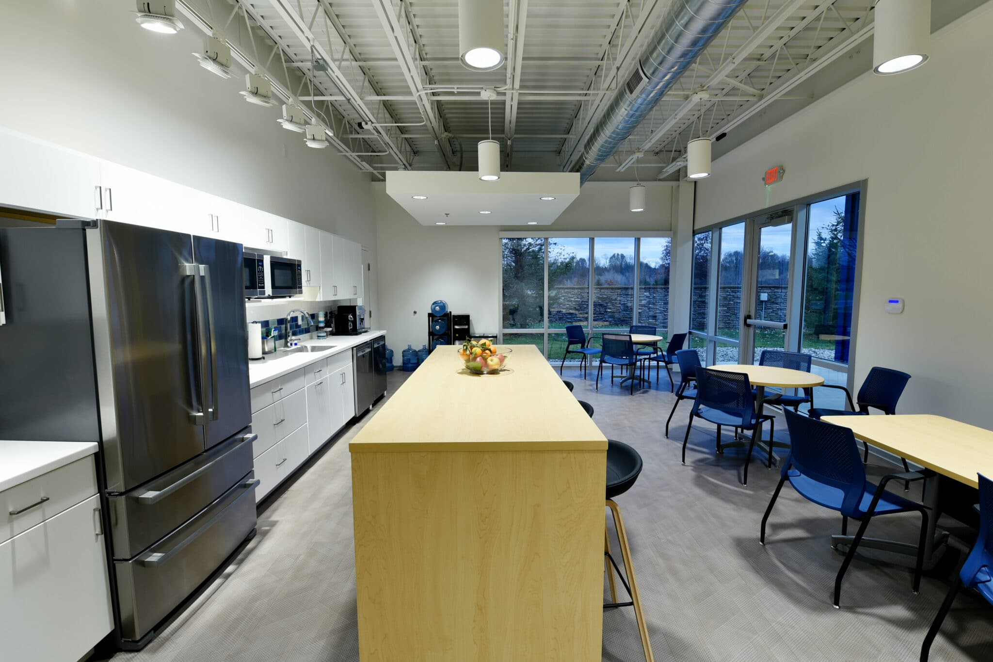 sleek and elegant break room at Truma Corporation