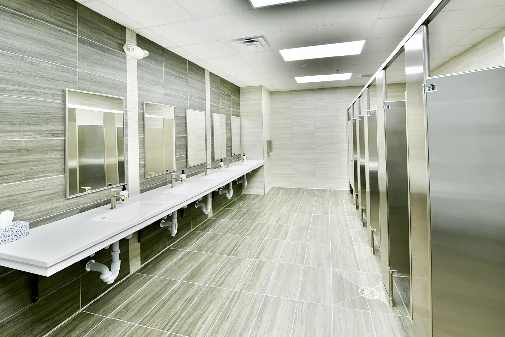 beautiful clean modern commercial bathroom