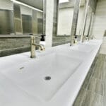 close up of elegant modern commercial bathroom sink