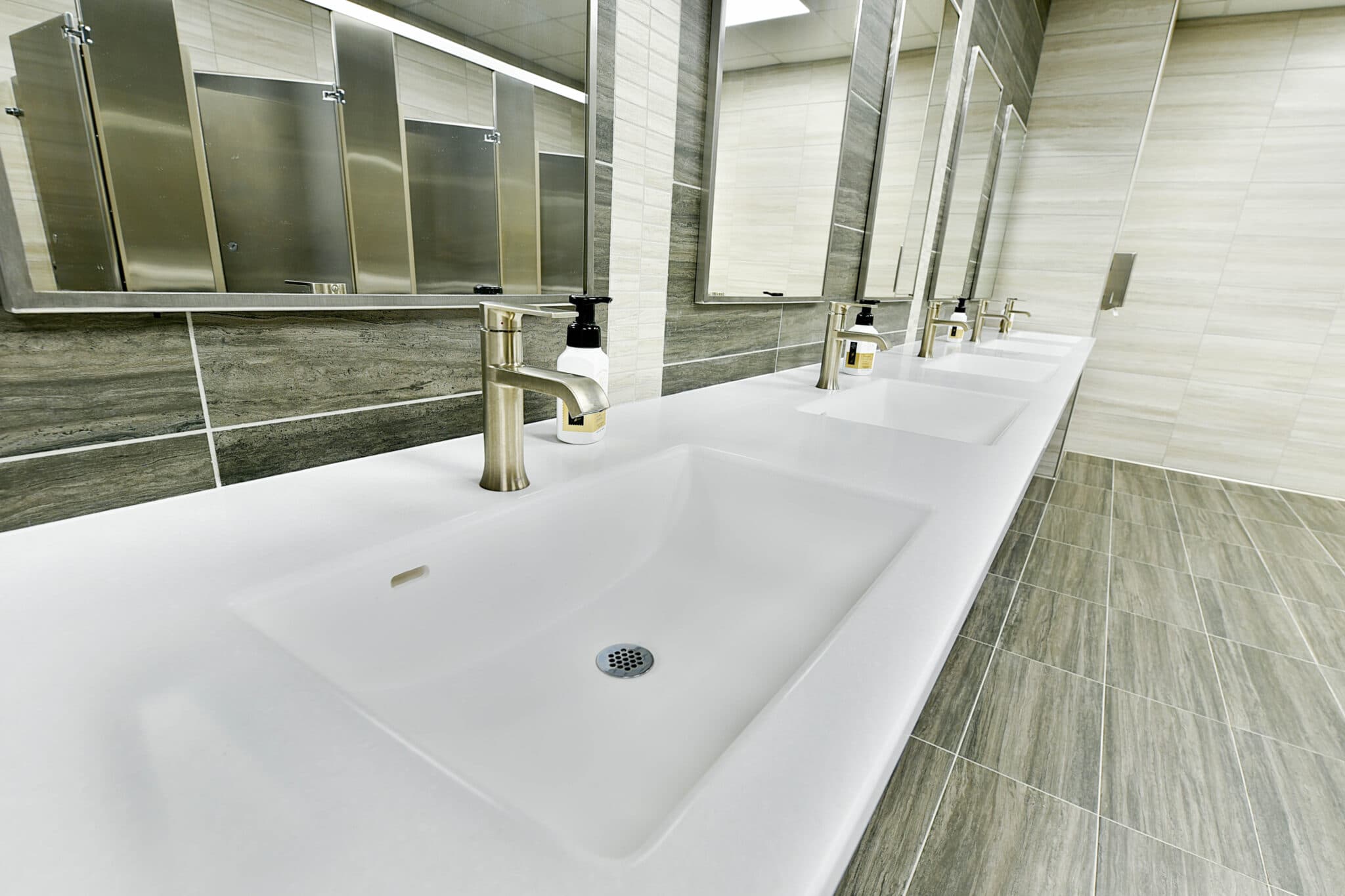 close up of elegant modern commercial bathroom sink