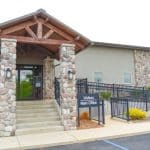 main office entrance to Satellite Industries in Bristol Indiana