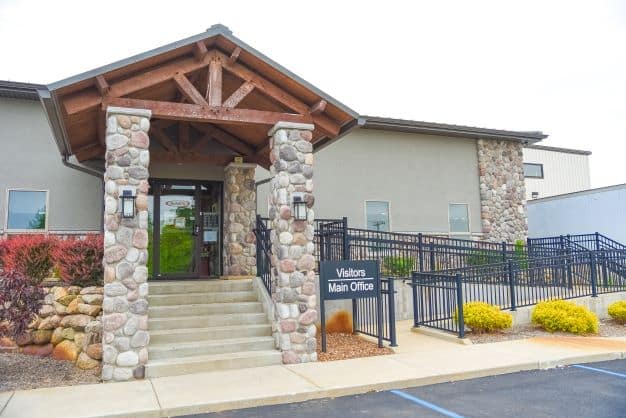 main office entrance to Satellite Industries in Bristol Indiana