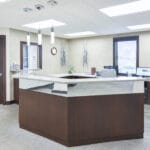 lobby and front desk of Ziggity Systems in Middlebury Indiana