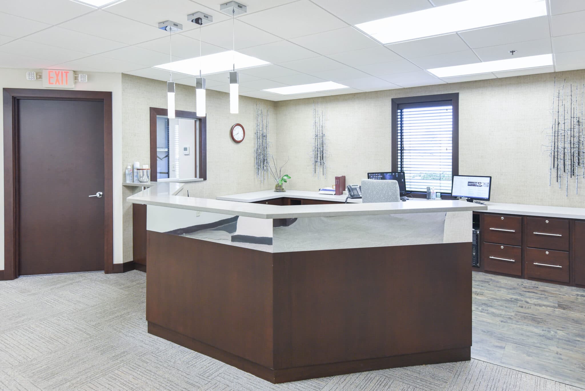lobby and front desk of Ziggity Systems in Middlebury Indiana