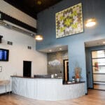 interior shot of remodeled Clayton Homes lobby and front desk